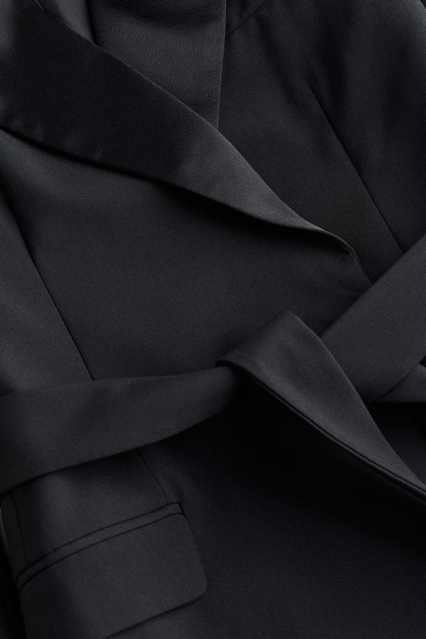 H&M Tie-belt Wrapover Blazer Black