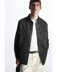 Relaxed-fit Denim Overshirt Washed Black