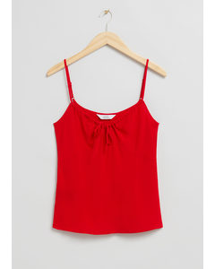 Strappy Drawstring Detail Top Bright Red