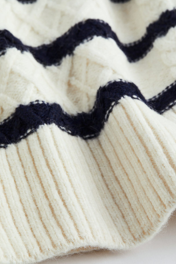 H&M H&m+ Cable-knit Jumper Cream/striped