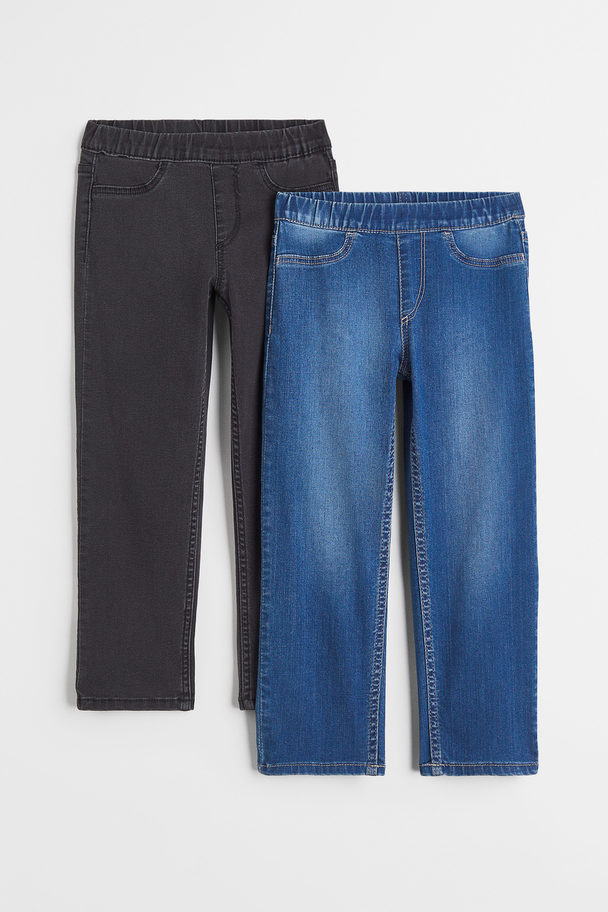 H&M 2er-Pack Superstretch Straight Fit Jeans Blau/Schwarz