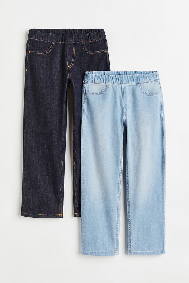 H&M 2-pack Superstretch Straight Fit Jeans Light Denim Blue/dark Blue