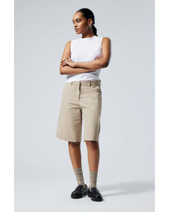 Knee Length Chino Shorts Beige