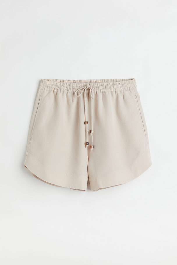 H&M Cotton Pull-on Shorts Light Beige