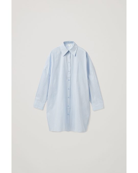 COS Oversized Shirt Dress Blue / White