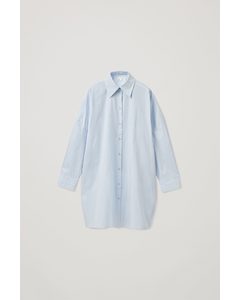 Oversized Shirt Dress Blue / White