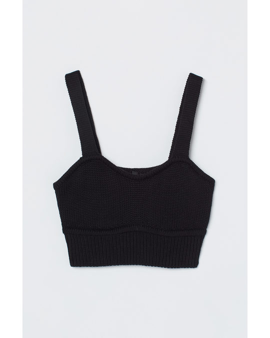 H&M Knitted Cropped Top Black