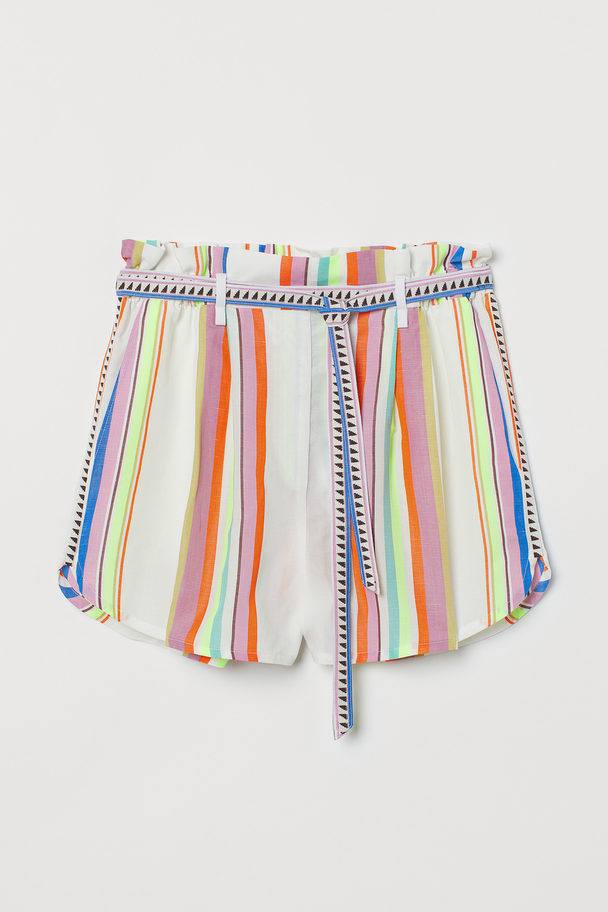 H&M Shorts aus Lyocellmix Weiß/Gestreift
