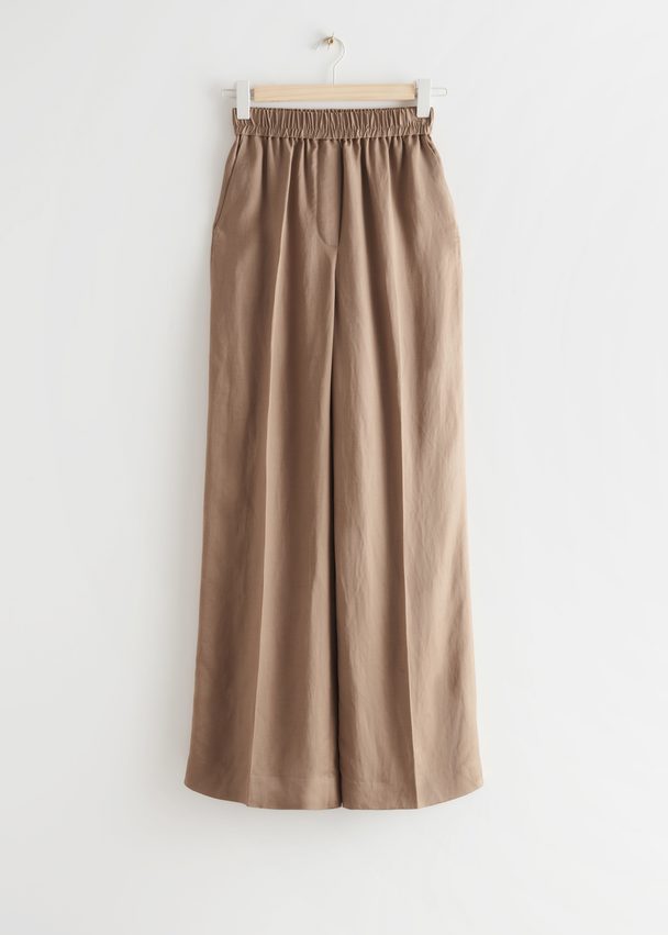 & Other Stories Wide Flared Trousers Brown