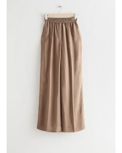 Wide Flared Trousers Brown