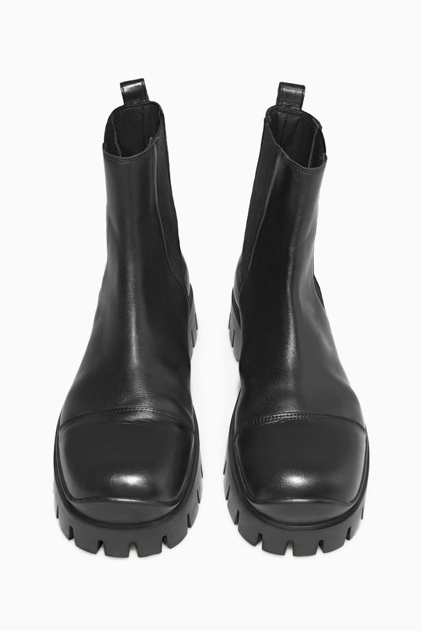 COS Chunky Leather Chelsea Boots Black