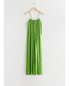 Strappy Tassel Tie Midi Dress Green