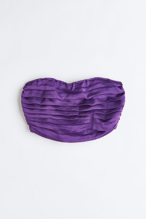 H&M Pleated Cropped Bandeau Top Purple