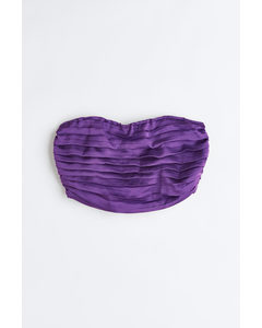 Pleated Cropped Bandeau Top Purple