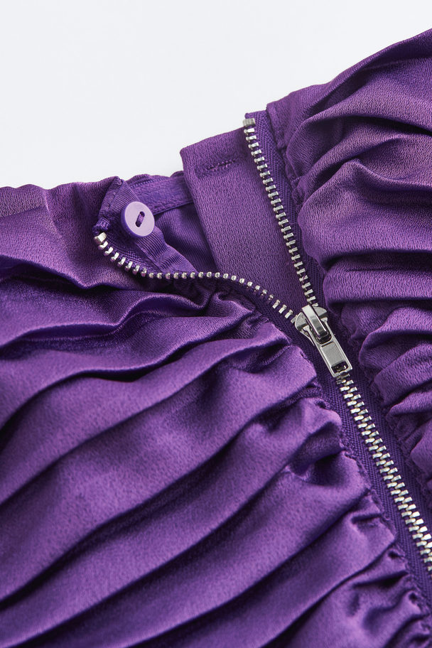 H&M Pleated Cropped Bandeau Top Purple