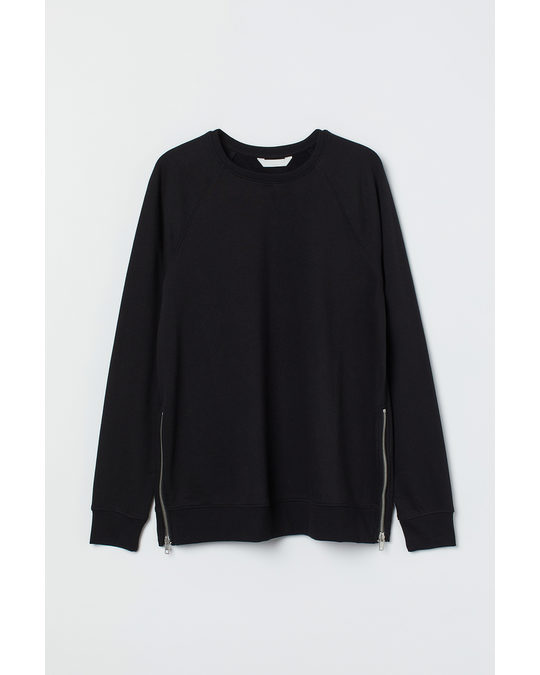 H&M Mama Zip-detail Sweatshirt Black