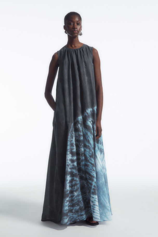 COS Gathered A-line Maxi Dress Navy / Blue