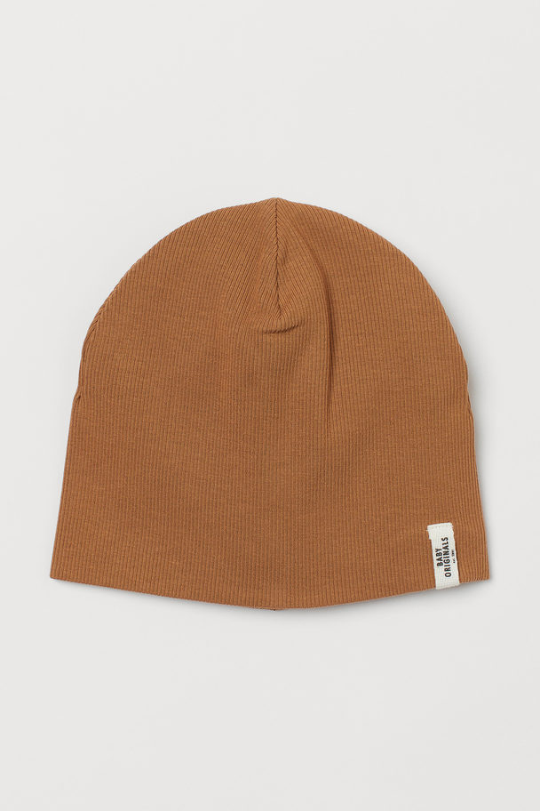 H&M Ribbed Jersey Hat Light Brown