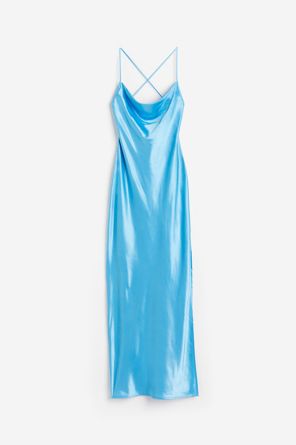 H&M Slip In-kjole I Sateng Blå