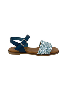 Aidos Blue Leather Flat Sandal