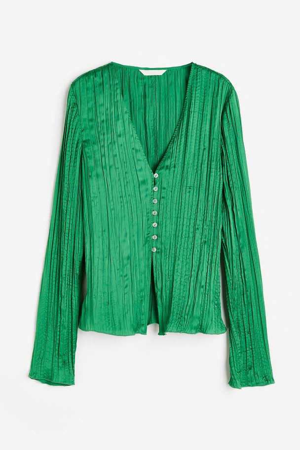 H&M Bluse aus plissiertem Satin Grün