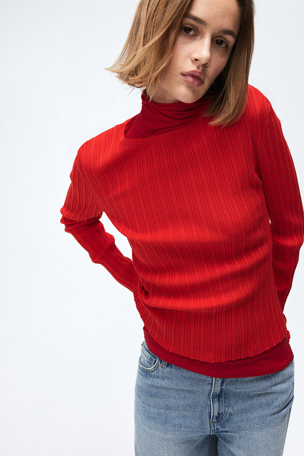 H&M Rib-knit Top Bright Red