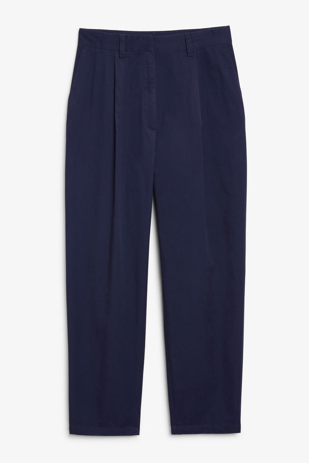 Monki Chino Trousers Relaxed Dark Blue Blue