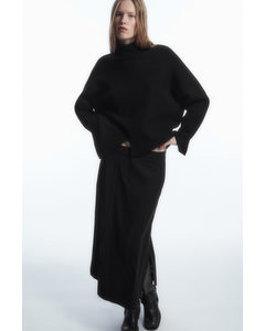 Deconstructed Wool-blend Midi Pencil Skirt Black