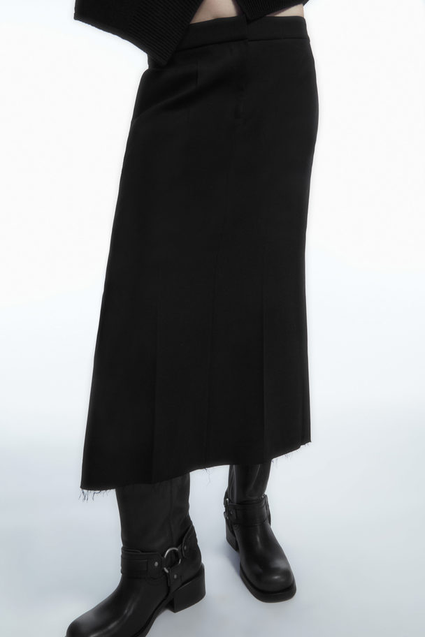 COS Deconstructed Wool-blend Midi Pencil Skirt Black