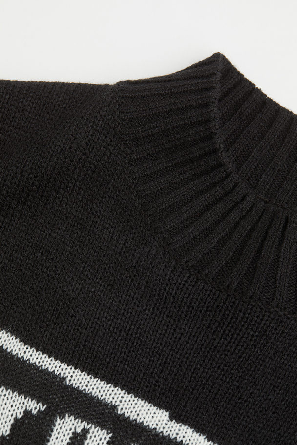 H&M Jacquard-knit Jumper Black/motor Sport