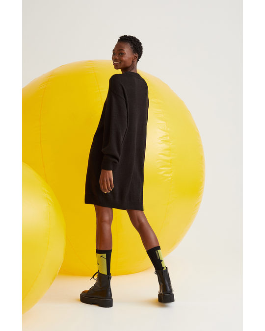 H&M Jacquard-knit Dress Black/smiley®