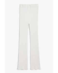 Soft Ribbed Trousers White