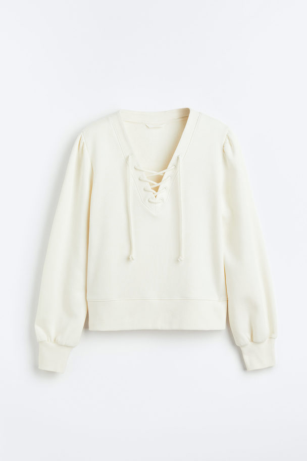 H&M Sweater Met Rijgsluiting Roomwit