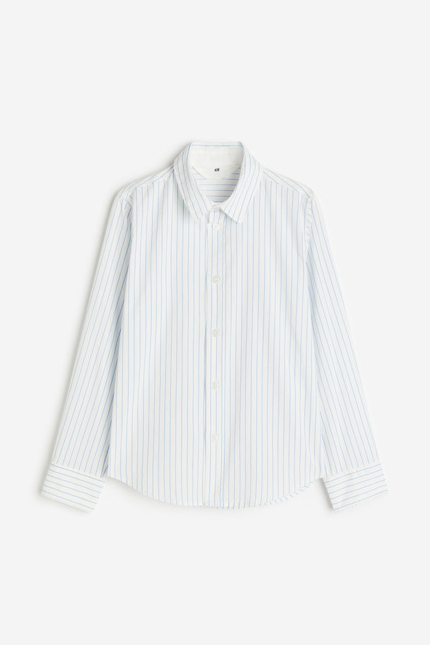 H&M Bomuldsskjorte Hvid/blåstribet