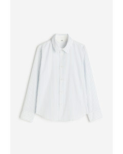 Bomuldsskjorte Hvid/blåstribet