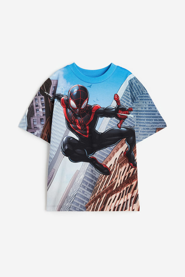 H&M T-shirt Med Tryck Blå/spindelmannen