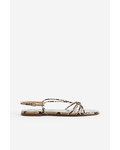 Strappy Sandals Greige/snakeskin-patterned
