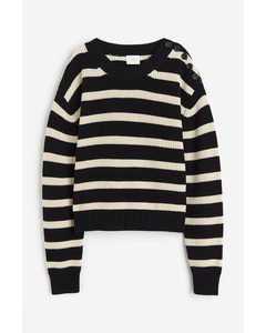 Cotton-blend Jumper Black/striped