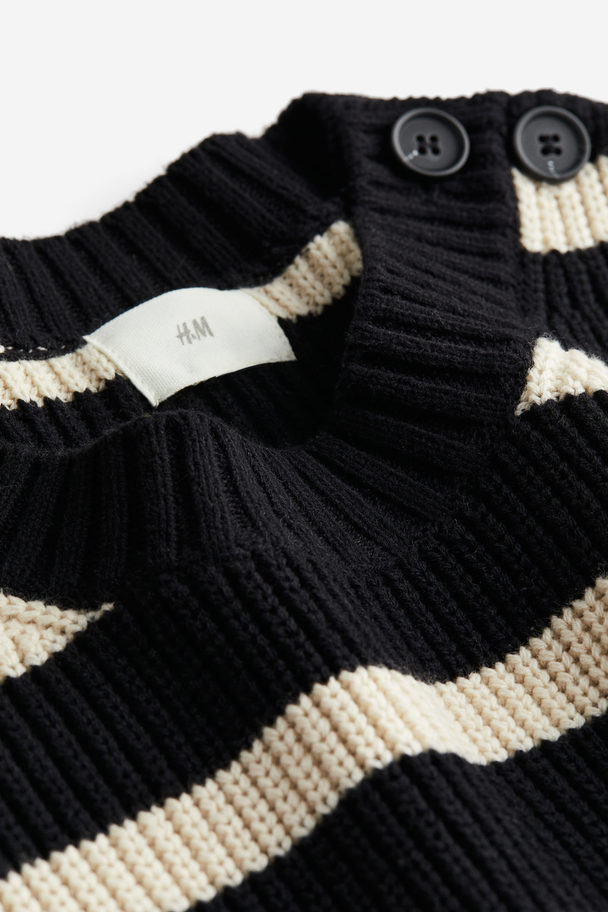H&M Cotton-blend Jumper Black/striped