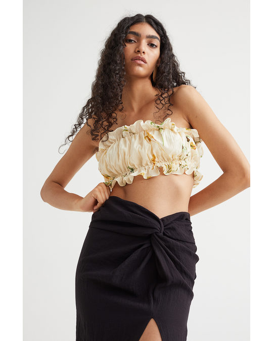 H&M Draped Tube Top Light Yellow/floral