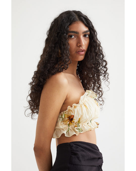 H&M Draped Tube Top Light Yellow/floral