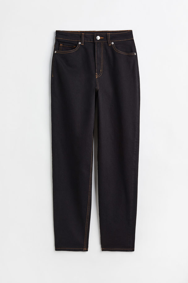 H&M Mom Loose-fit High Ankle Jeans Black