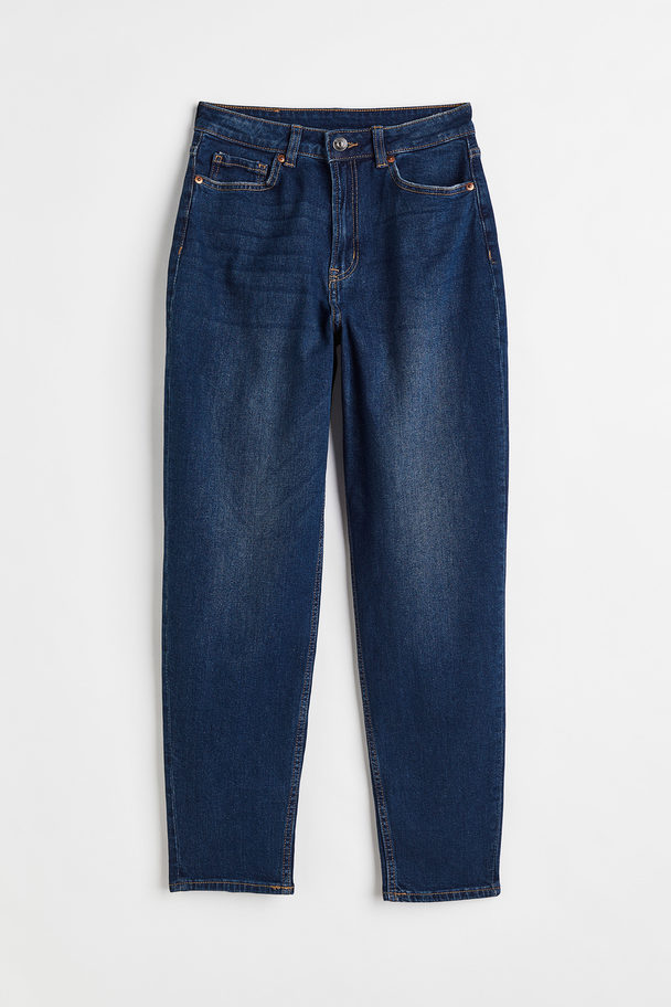H&M Mom Loose-fit High Ankle Jeans Donker Denimblauw