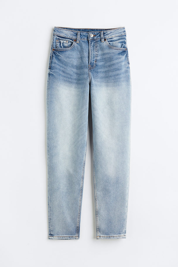 H&M Mom Loose-fit High Ankle Jeans Licht Denimblauw