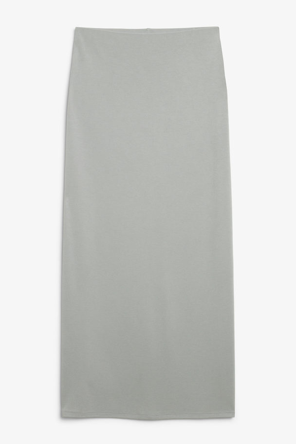 Monki Long Super Soft Skirt Grey