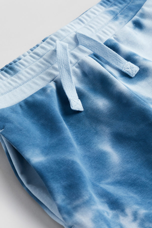 H&M Sweatshorts Med Tryckt Mönster Ljusblå/batikmönstrad