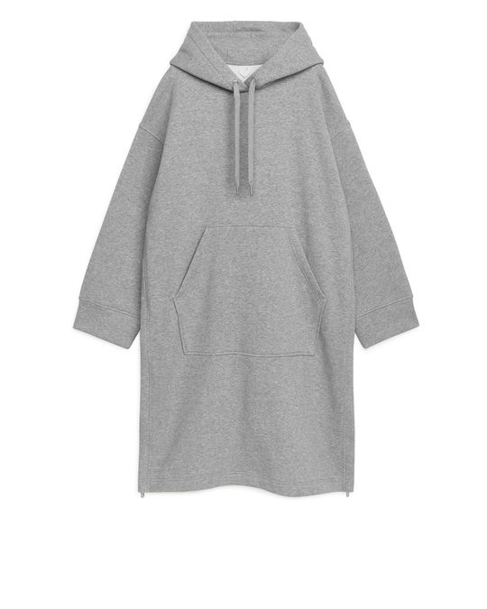 Arket Hooded Sweatshirt Dress Grey Melange