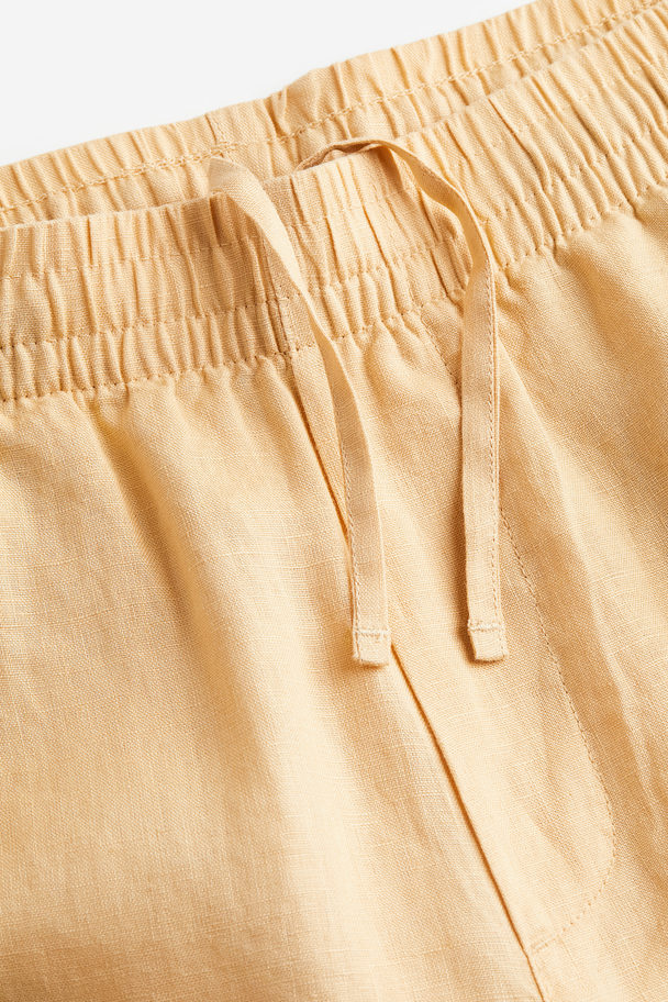 H&M Regular Fit Linen Trousers Light Beige