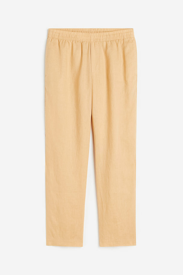H&M Regular Fit Linen Trousers Light Beige