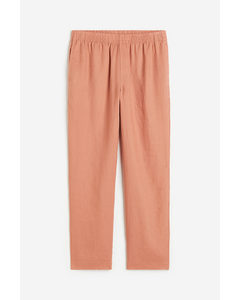 Regular Fit Linen Trousers Salmon Pink